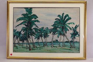 Jane Peterson (1876 - 1965) "Coconut Palms, Miami"