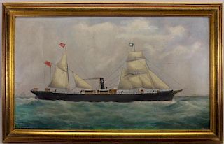 19th C. British School Portrait of a Steamship