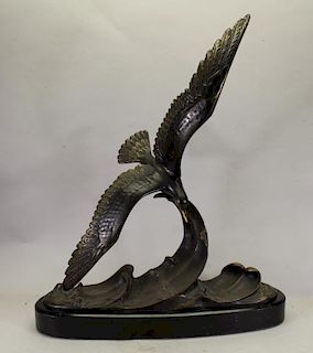 Bronze Seagull on Base, Signed "Rulas"