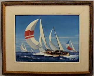 Robert Lewis, '73 Painting of a Yacht Racing Scene