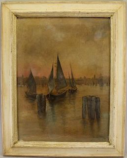 Signed 19th C. Painting of Venetian Harbor View