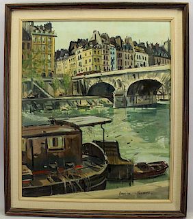 Bridge on the Seine, Paris 1954 Signed Kramer