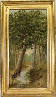 George Cole 1888 Wooded Landscape Painting