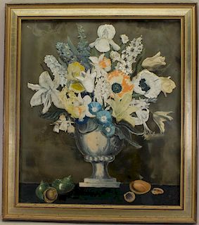 Antique Reverse Painted Floral Still Life