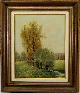 Filly, Signed Antique Spring Landscape Painting