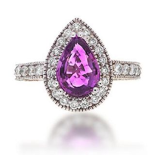 Pink Sapphire & Diamond Ring, 3.10 Carat