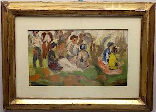 European School, Signed Painting of a Picnic