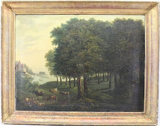 17th C. Painting of Cattle in a Wooded Landscape