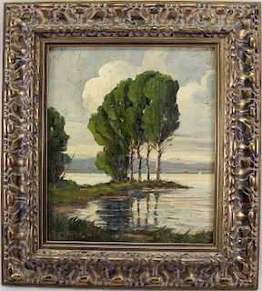 European School, Signed Painting of "The Pond"