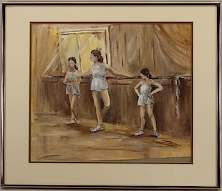 Signed, American School Painting of Ballerinas