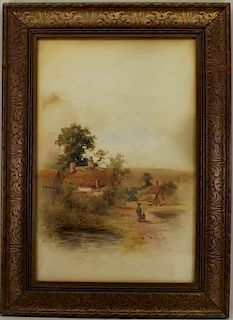 G. Bowers, 19th C. English Village with Figures