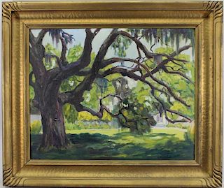 L'Amoreaux, Signed 20th C. Painting of a Sycamore