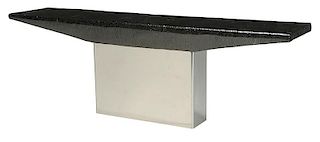 Contemporary Polished Chrome Pedestal Table
