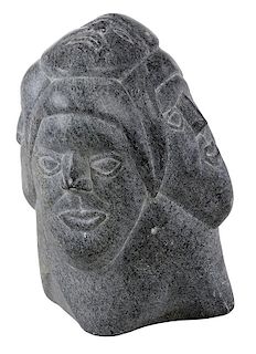 Inuit Soapstone Carving of Five Faces