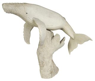 Fossilized Bone Whale Sculpture