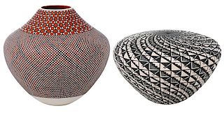 Two Finely Decorated Acoma Pueblo Pots