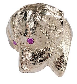 18kt. Ruby Dog Head Ring