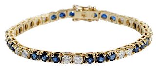 14kt. Sapphire & Diamond Line Bracelet