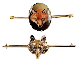 Two 14kt. Fox Pins