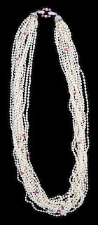 Platinum Pearl Necklace with Cartier Clasp