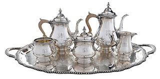 Five Piece Sterling Tea Service with Tray