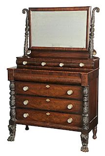 American Late Federal Carved Mahogany Dresser