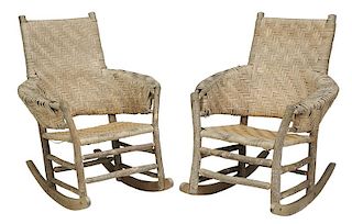 Pair Old Hickory Rustic Arm Chairs