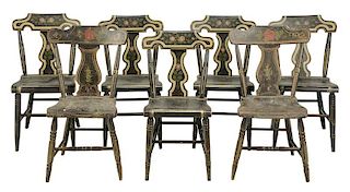Set of Seven American Fancy Painted Side Chairs