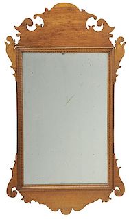 Chippendale Style Tiger Maple Mirror