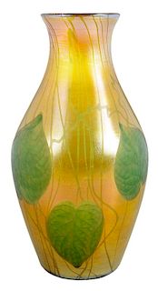 Tiffany Favrile Leaf Decorated Vase