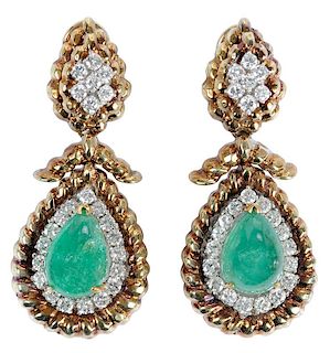 14kt. Emerald & Diamond Earrings