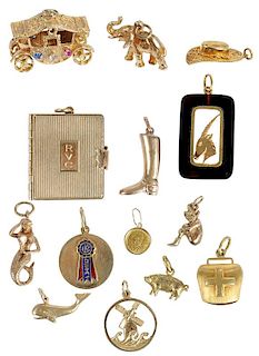 14 Gold Charms Including Cartier