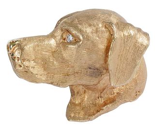 14kt. Diamond Dog Brooch