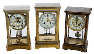 Three Large Brass Carriage Clocks