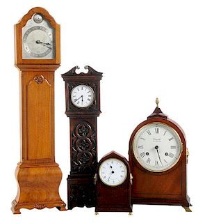 Four British Wooden Mantle Clocks