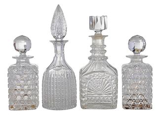 Four Cut Glass Decanters