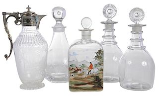 Five Glass Decanters