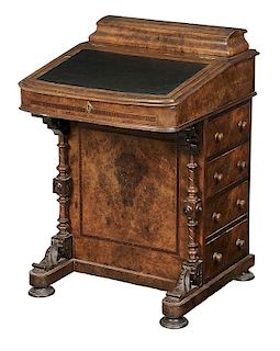 Victorian Burlwood Veneered Davenport Desk
