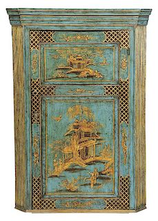 Chippendale Japanned Hanging Corner Cupboard