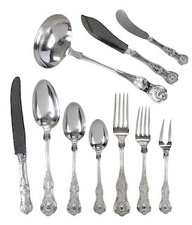 King Style Pattern Silver Flatware, 103 pieces