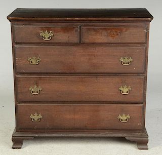 Chippendale Style Walnut Five Drawer Chest