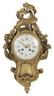 French Bronze Louis XVI Style Gilt Cartel Clock