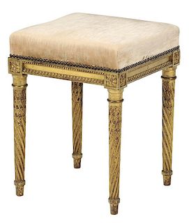 Louis XVI Style Carved and Gilt Wood Footstool