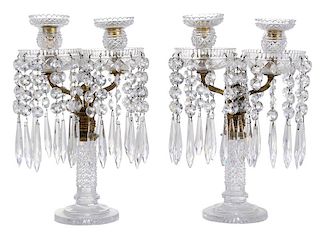 Pair of Empire Crystal and Bronze Candelabra