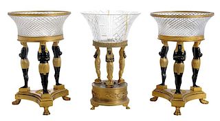 Three Empire Style Egyptian Revival Compotes