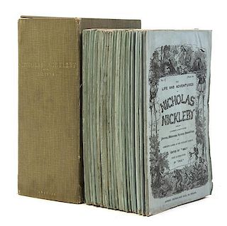 DICKENS, CHARLES. The Life and Adventures of Nicholas Nickleby. London, 1838-1839. 20 parts/19. First ed., first issue