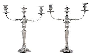 Pair Silver-Plated Two Arm Candelabra