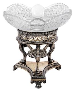 Continental Gilt Silver and Glass Centerbowl