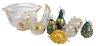Nine Pieces of Murano Glass