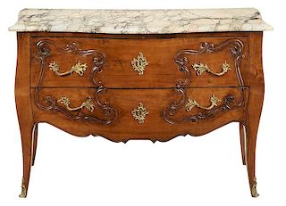 Provincial Louis XV Style Marble Top Commode